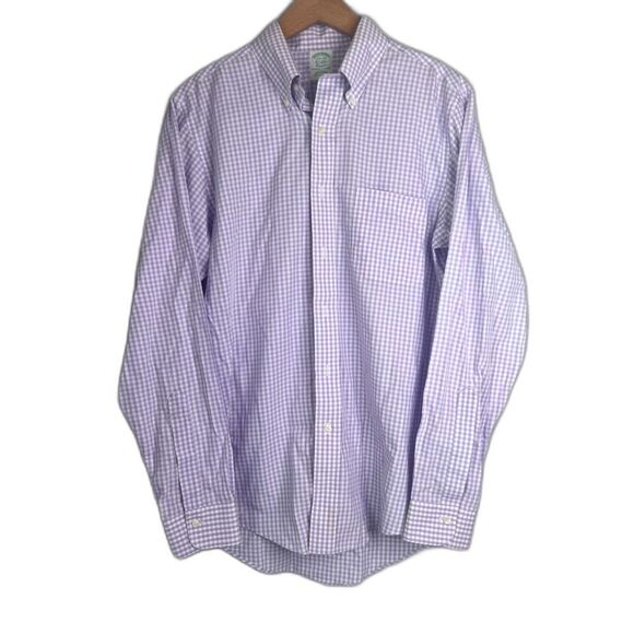 Brooks Brothers Classic Supima Cotton Non Iron Button Gingham Shirt Sz 15.5-34 - Picture 1 of 7